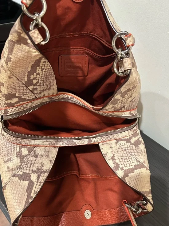 Coach Lexy SV Nude Pink Multi Snake Leather Shoulder Bag EUC - Picture 5 of 14